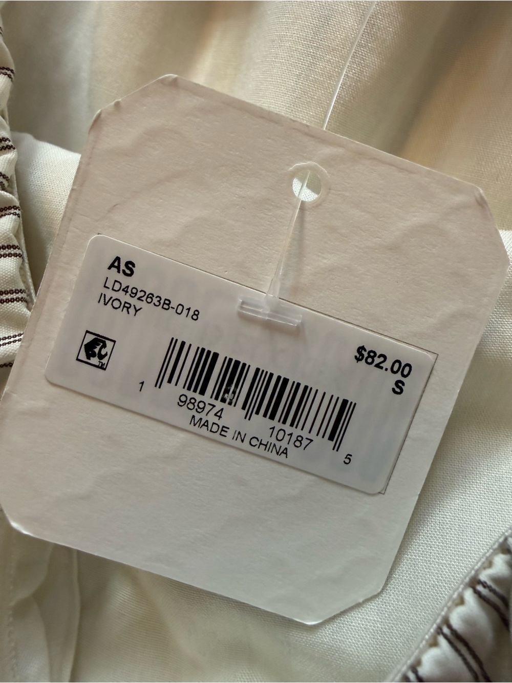 NWT Altar’d State Strapless Smocked Dress in Ivory with brown Stripe Size Small - Picture 11 of 14